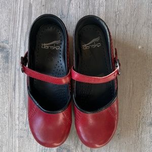 Red Leather Dansko Mary Jane Size 36